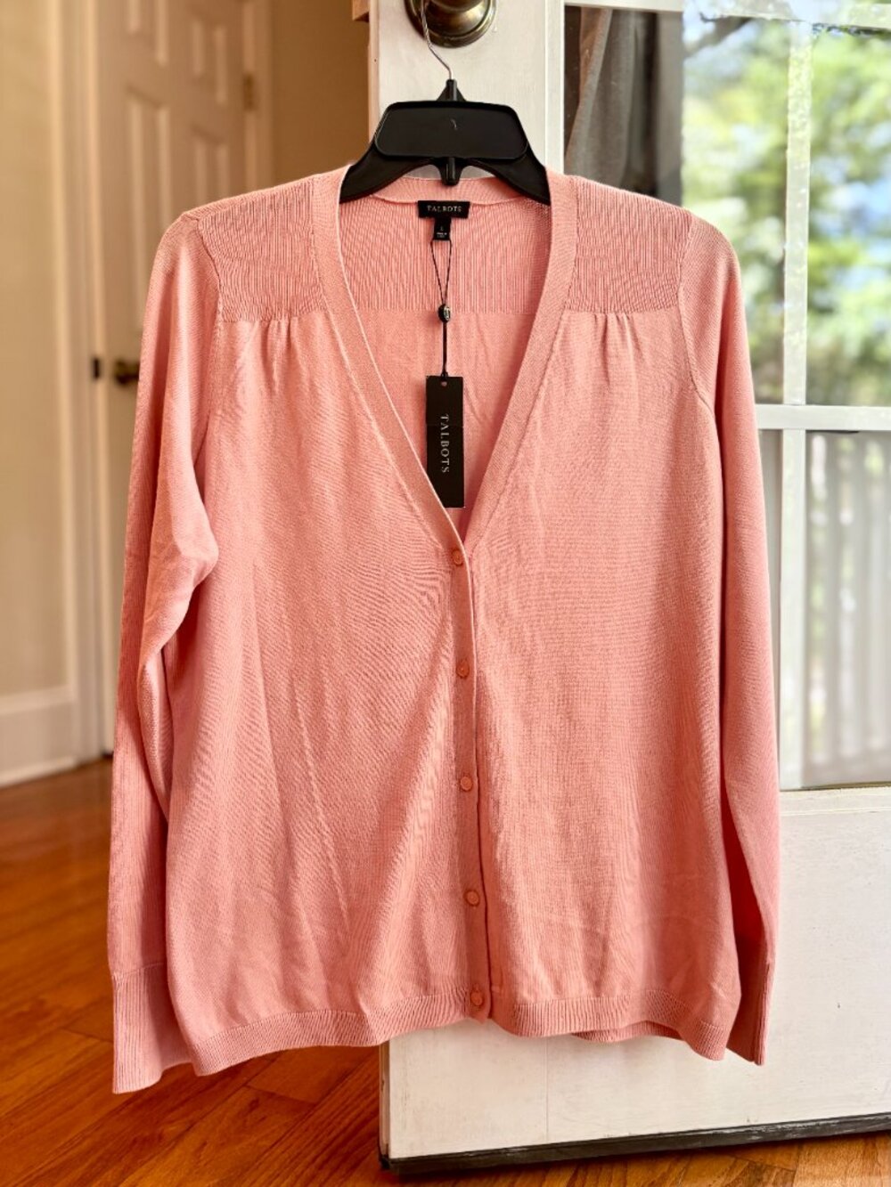 NWT Talbots Dusty Rose Pink Button Front V-Neck Lightweight Cardigan Sweater L - Picture 5 of 10